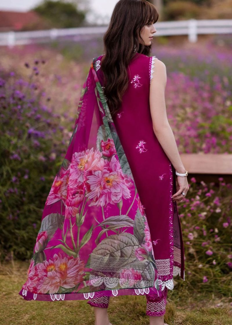 Mushq Lawn | Lavender | Unstitched | Party wear | Digital print pure chiffon dupatta | Solara Zyra HML24-8B