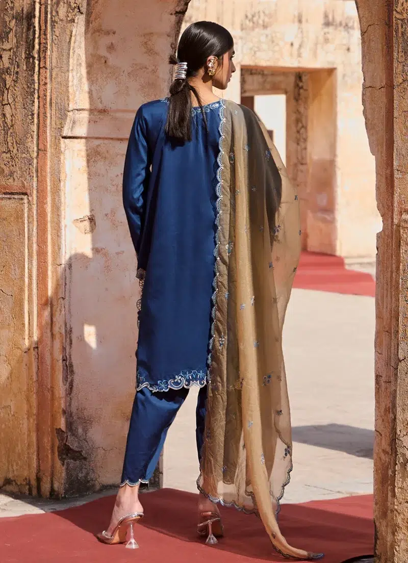 Image | Eid Collection ‘25 | Luxury Embroidered Suit | Blue | Stitched | 3 pc set.