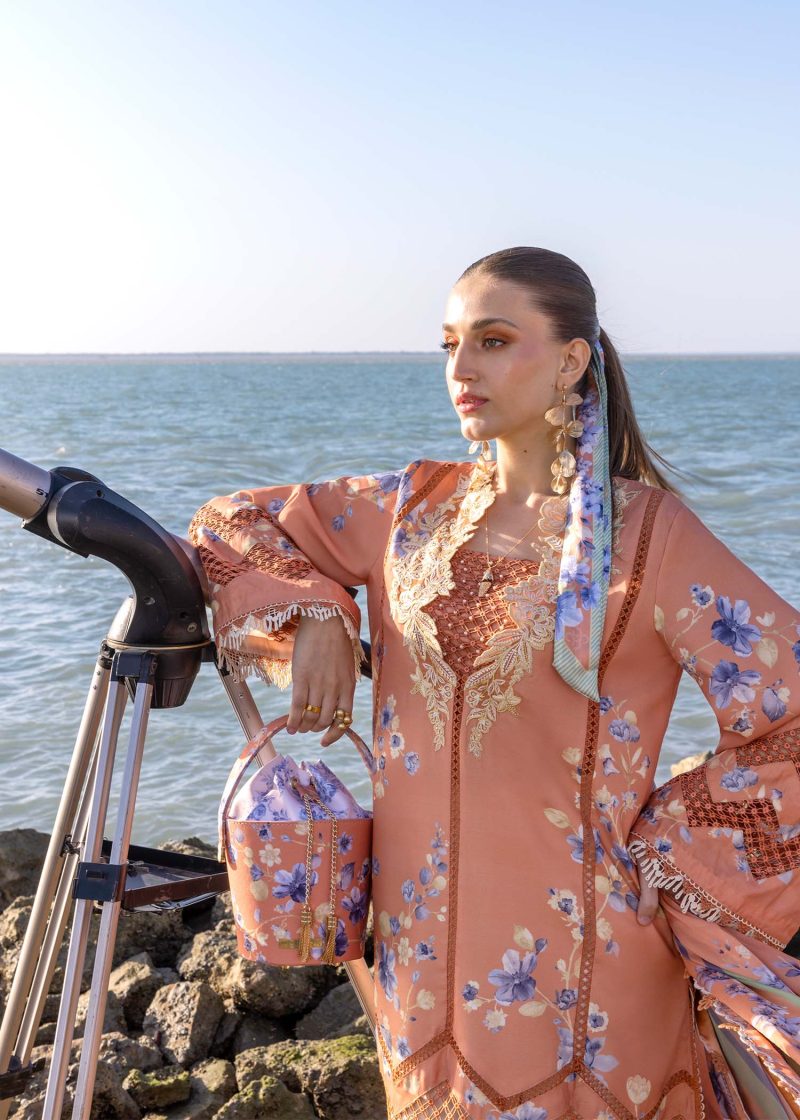 Crimson | Flow By Crimson Lawn 25 | Sunset | Unstitched | Festive wear | Under The Tuscan Love | D1 A | 3pc set.