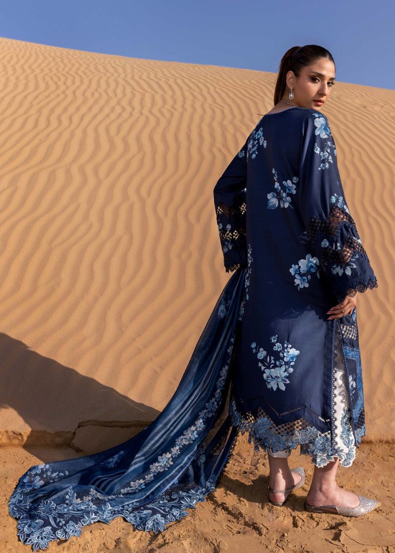 Crimson | Flow By Crimson Lawn 25 | Moonlight Blue | Unstitched | Festive wear | Under The Tuscan Love | D1 B | 3pc set.