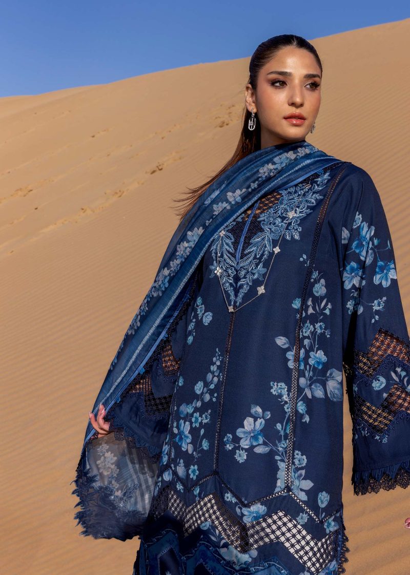 Crimson | Flow By Crimson Lawn 25 | Moonlight Blue | Unstitched | Festive wear | Under The Tuscan Love | D1 B | 3pc set.
