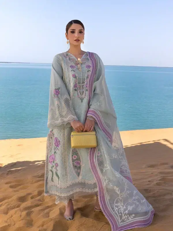 Crimson | Flow By Crimson Lawn 25 | Powder Blue | Unstitched | Festive wear | A Handmade Tale | D2 A | 3pc set.