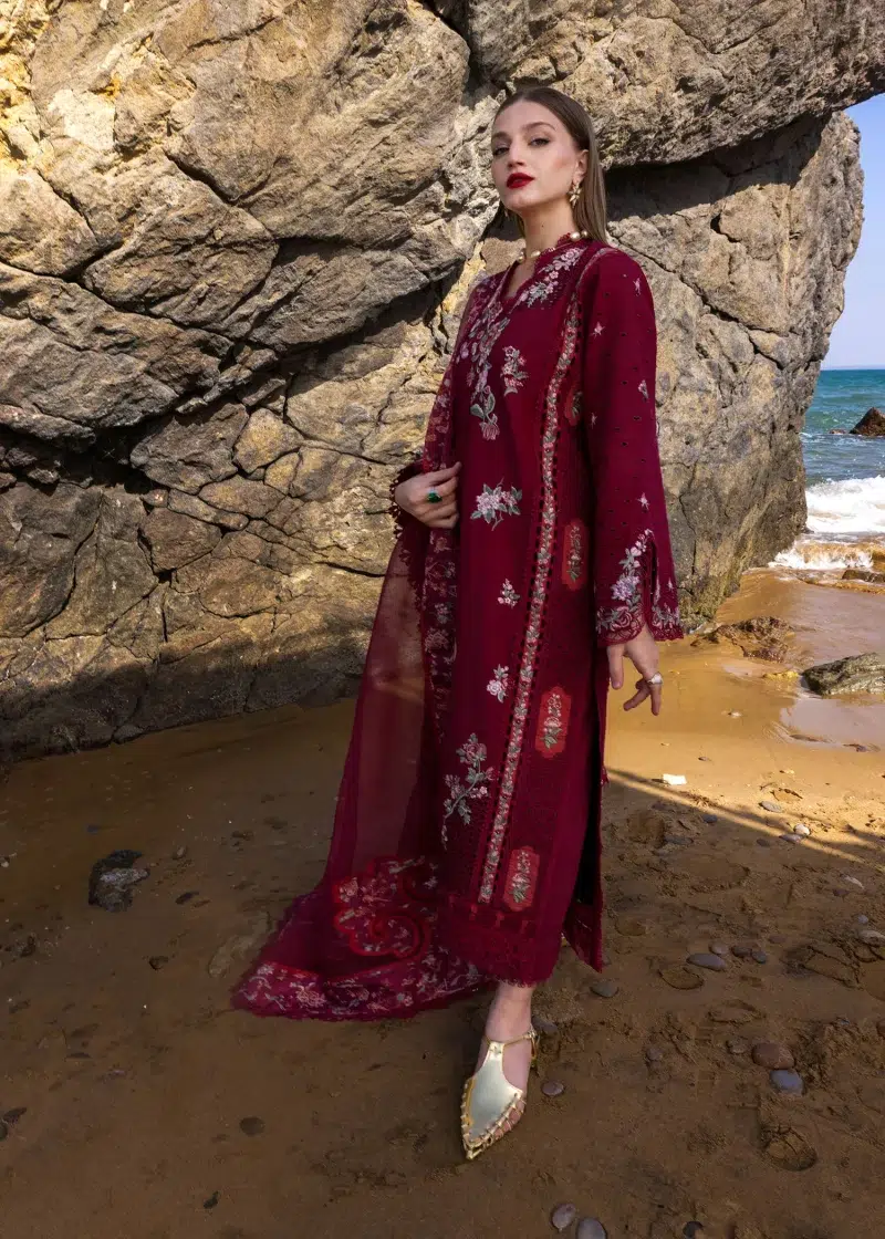Crimson | Flow By Crimson Lawn 25 | Crimson | Unstitched | Festive wear | Parsi Threads | D5 B | 3pc set.