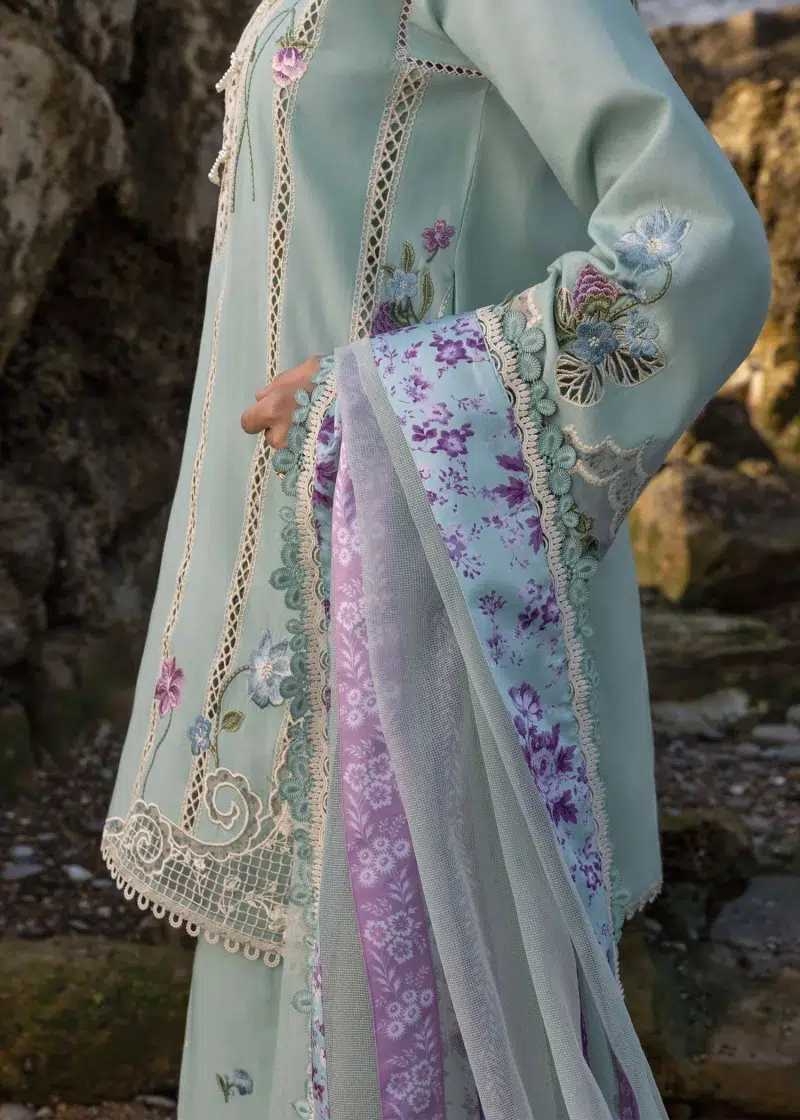 Crimson | Flow By Crimson Lawn 25 | Morning Blue | Unstitched | Festive wear | Floral Crush | D6 A | 3pc set.