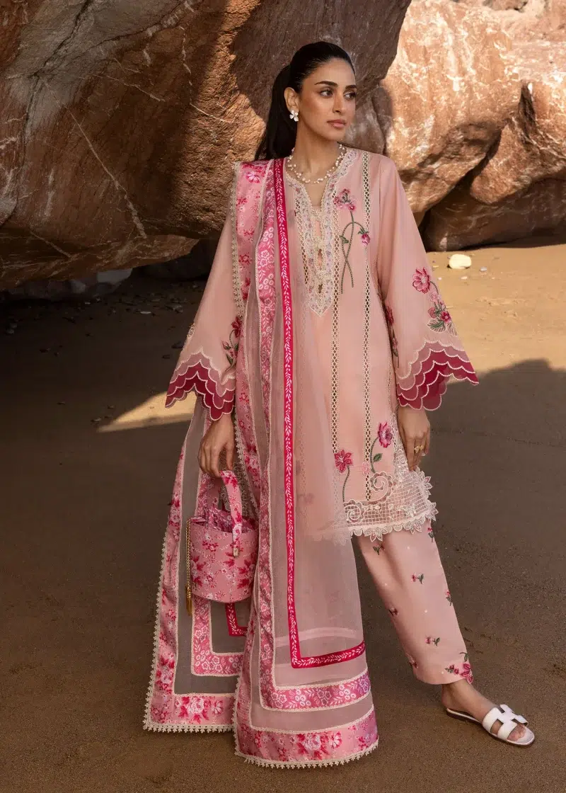 Crimson | Flow By Crimson Lawn 25 | Blush | Unstitched | Festive wear | Floral Crush | D6 B | 3pc set.