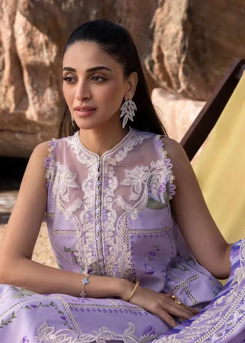 Crimson | Flow By Crimson Lawn 25 | Lavender | Unstitched | Festive wear | A Girl In The Garden | D7 A | 3pc set.