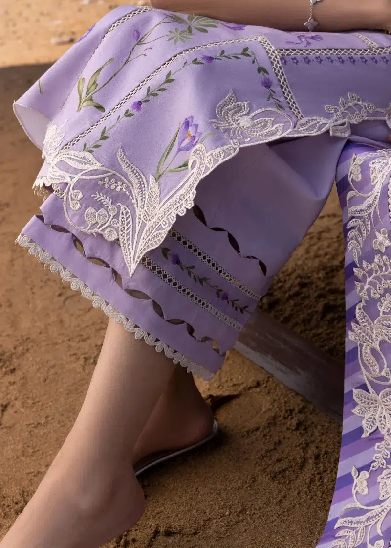 Crimson | Flow By Crimson Lawn 25 | Lavender | Unstitched | Festive wear | A Girl In The Garden | D7 A | 3pc set.