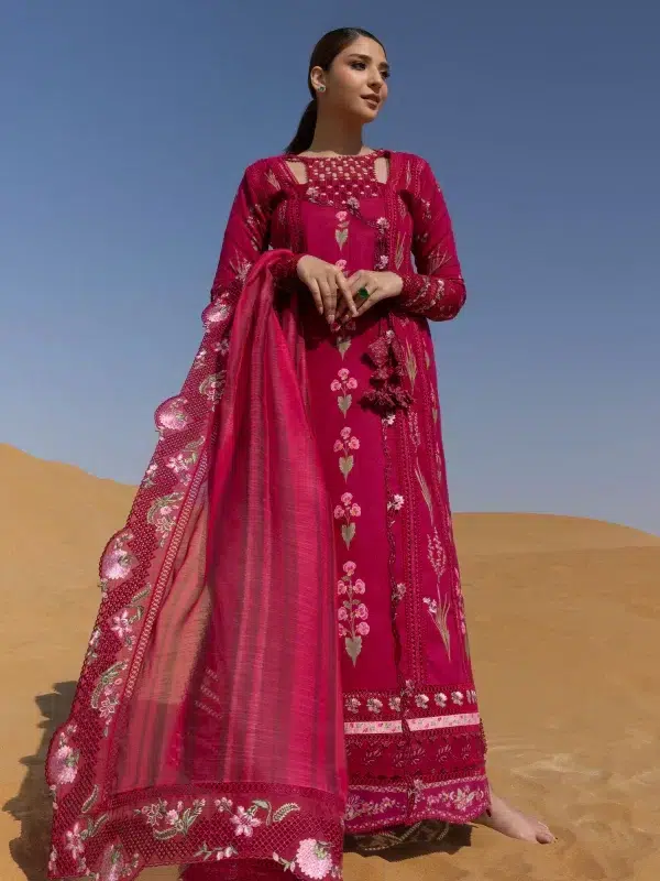 Crimson | Flow By Crimson Lawn 25 | Ruby | Unstitched | Festive wear | Once Upon A Flower | D9 A | 3pc set.