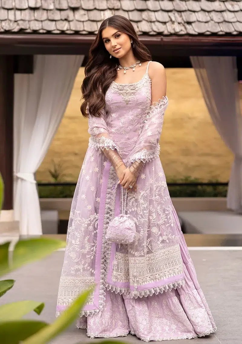 Faiza Saqlain | Noor e Chashm | Zinnia Luxury Lawn 25 | Lavender | Unstitched | Feastive Wear | Soma - 04 | 3 pc set.
