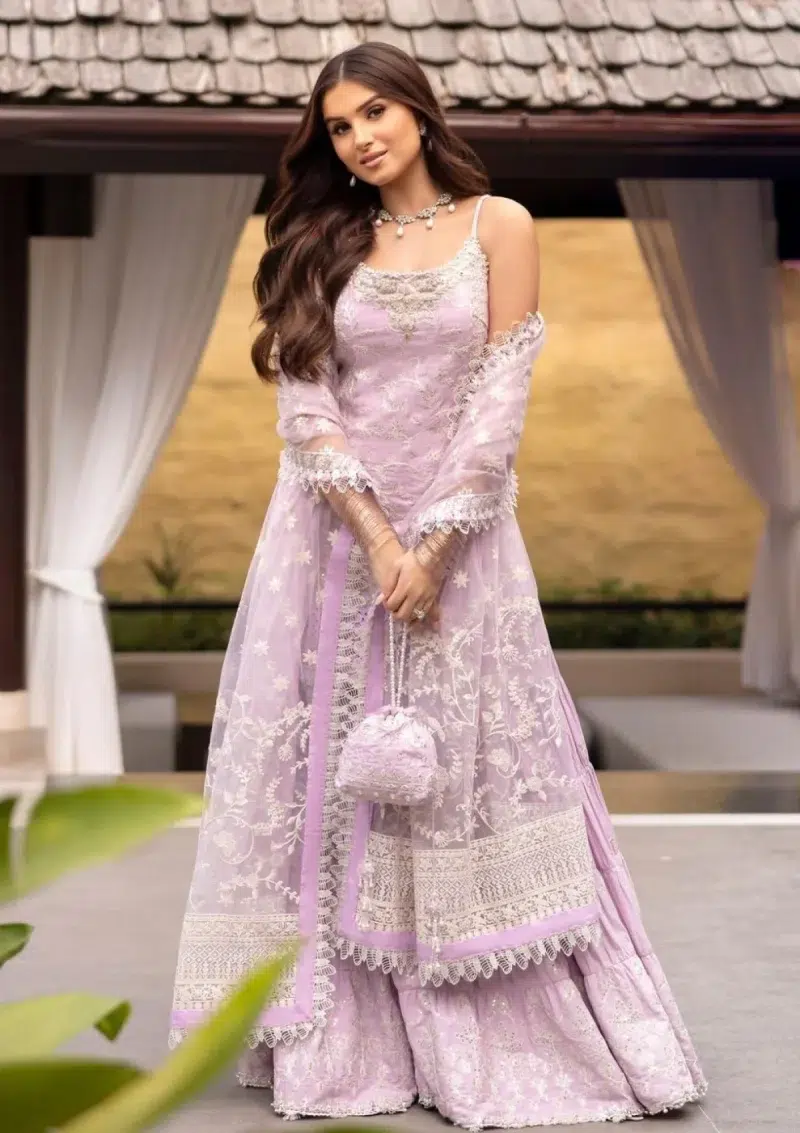 Faiza Saqlain | Noor e Chashm | Zinnia Luxury Lawn 25 | Lavender | Unstitched | Feastive Wear | Soma - 04 | 3 pc set.