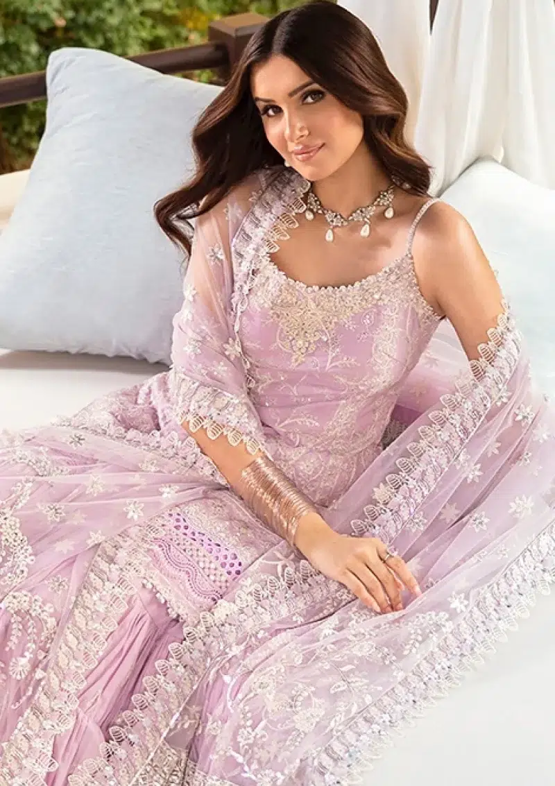 Faiza Saqlain | Noor e Chashm | Zinnia Luxury Lawn 25 | Lavender | Unstitched | Feastive Wear | Soma - 04 | 3 pc set.