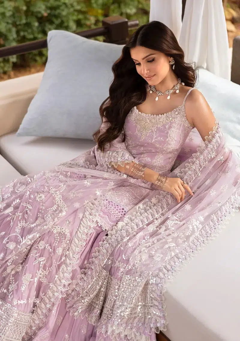 Faiza Saqlain | Noor e Chashm | Zinnia Luxury Lawn 25 | Lavender | Unstitched | Feastive Wear | Soma - 04 | 3 pc set.