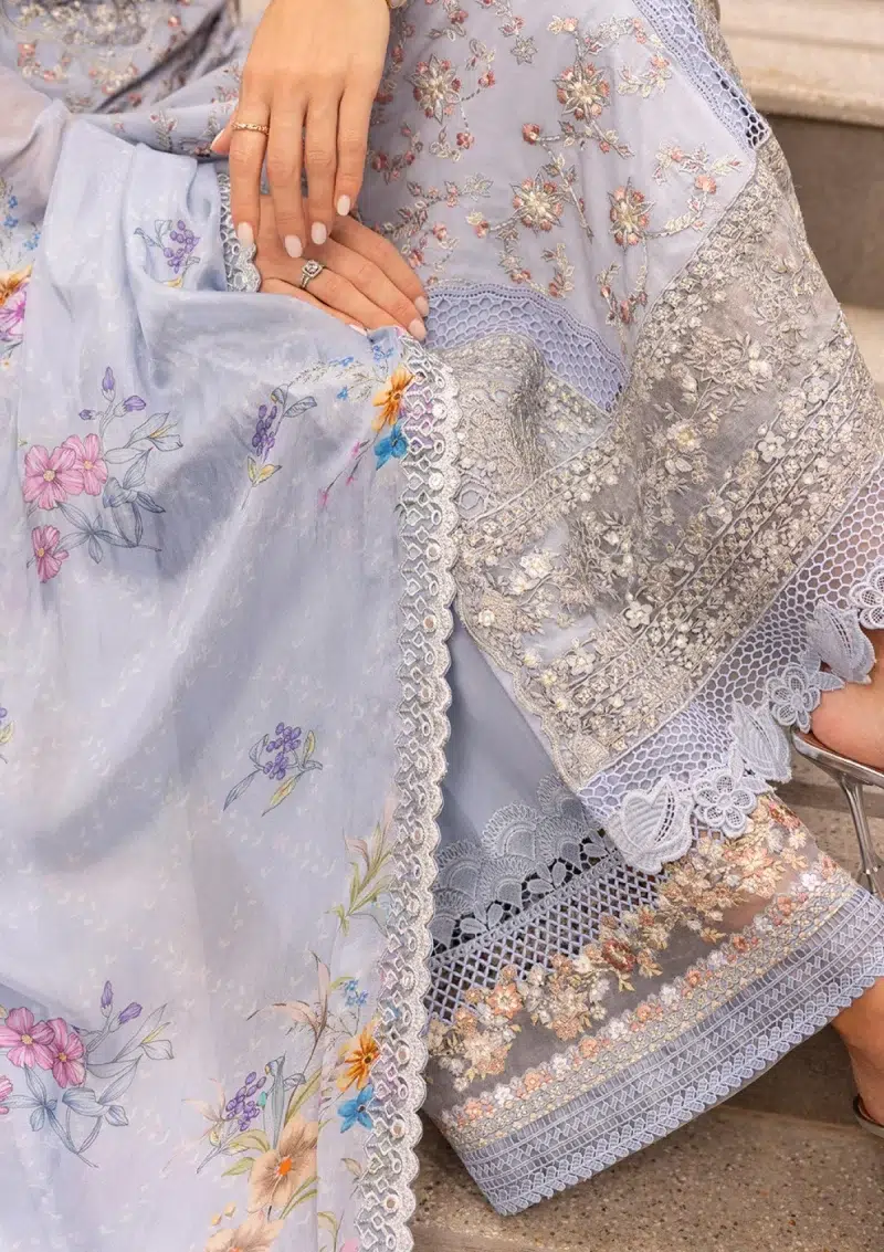 Faiza Saqlain | Noor e Chashm | Zinnia Luxury Lawn 25 | Teal Green | Unstitched | Feastive Wear | Liana - 05 | 3 pc set.