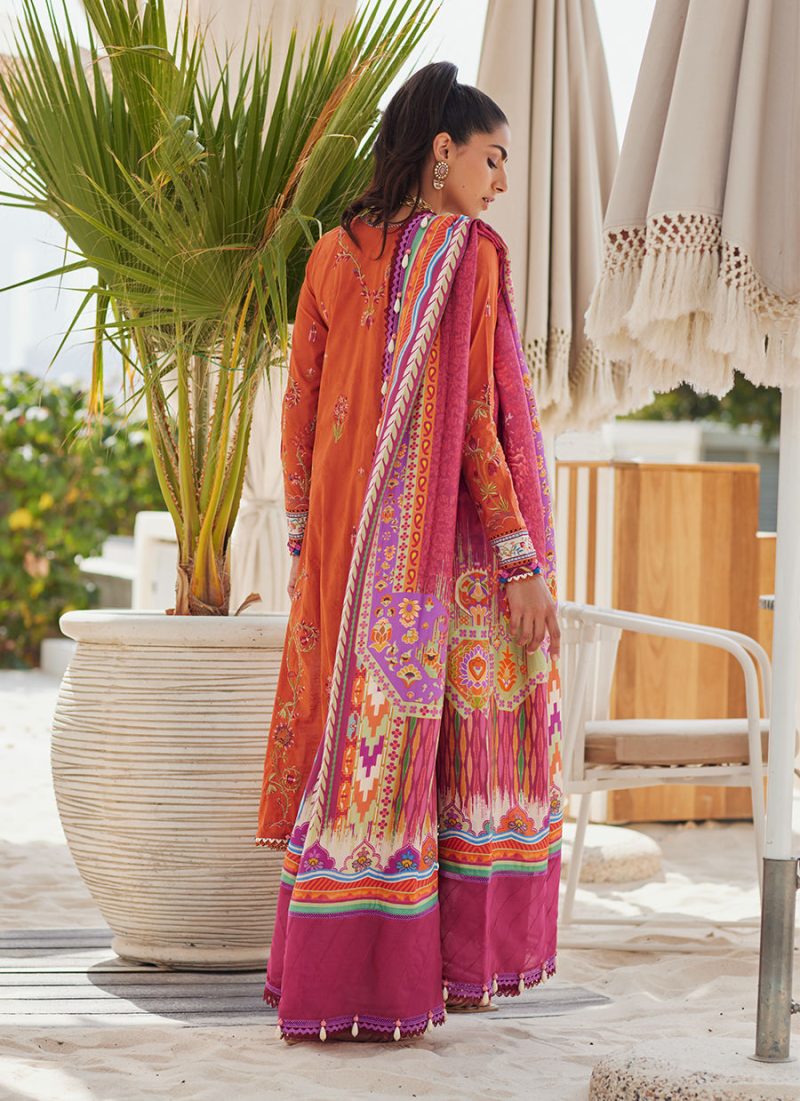 FTA | WES Luxury Lawn 25 | Unstitched | Rust | Feastive Wear | Rita Rust | 3 pc set.