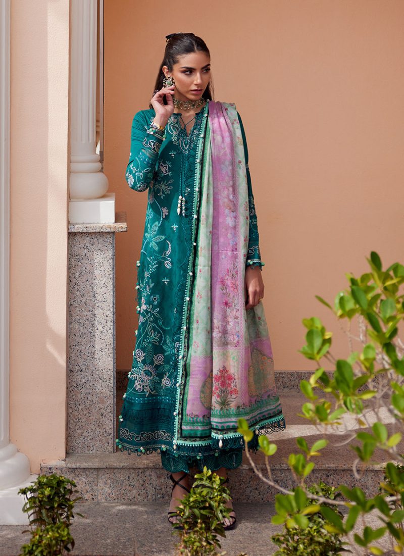 FTA | WES Luxury Lawn 25 | Unstitched | Emerald | Feastive Wear | Eileen Emerald | 3 pc set.