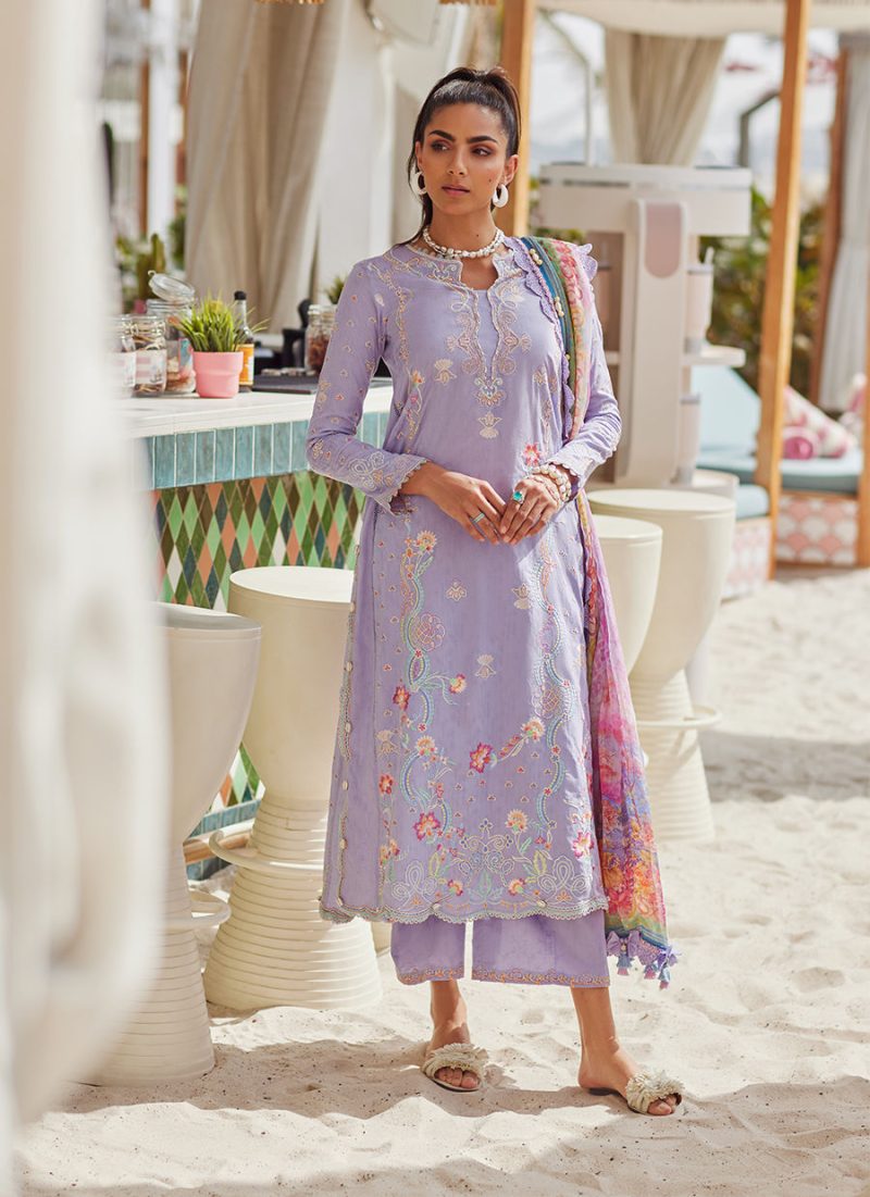 FTA | WES Luxury Lawn 25 | Unstitched | Lavender | Feastive Wear | Liliana Lavender | 3 pc set.