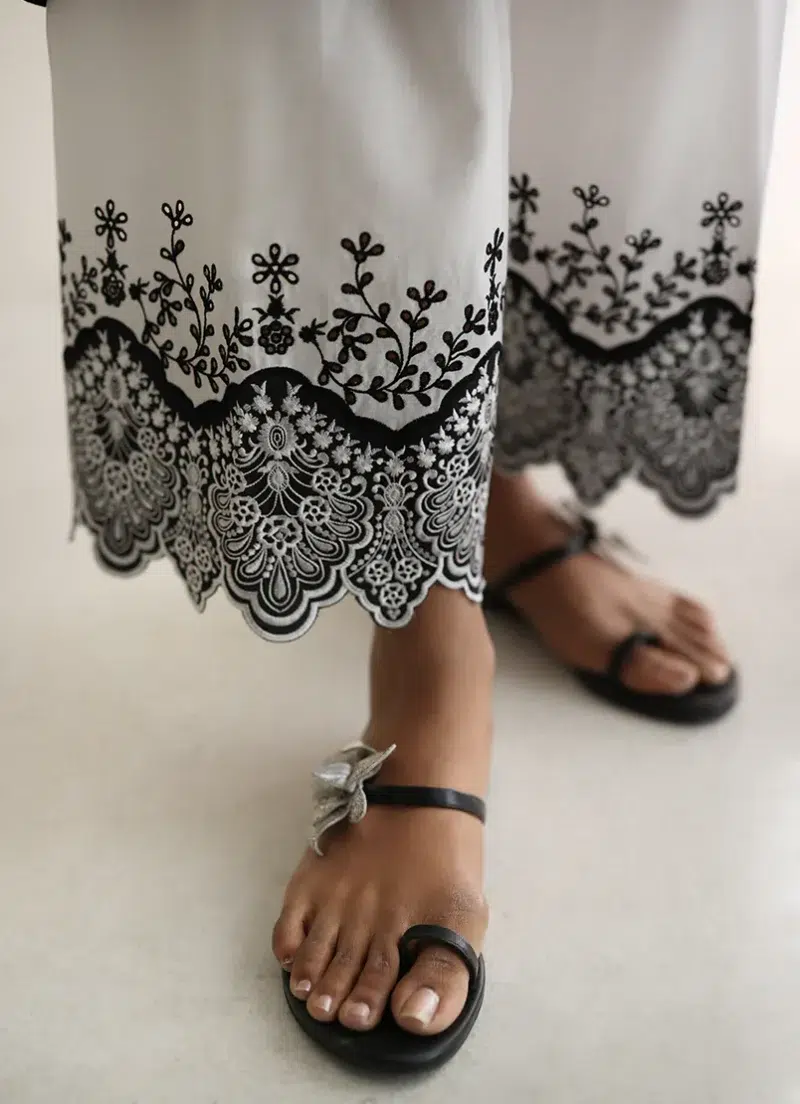 Image | Spring Pret '24 | Embroidered Izaar | Pure cotton | White | 1 pc | T-648.