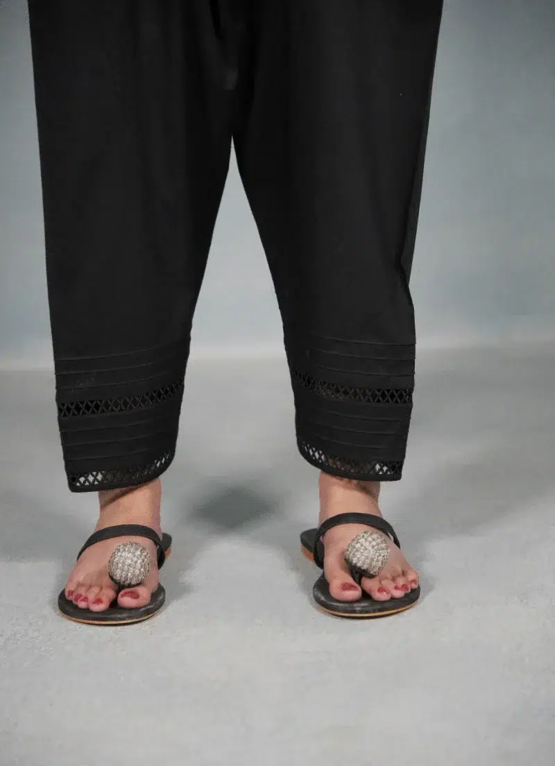 Image | Spring Pret '24 | Solid Lace Shalwar | Pure cotton | Black | 1 pc | T-699.