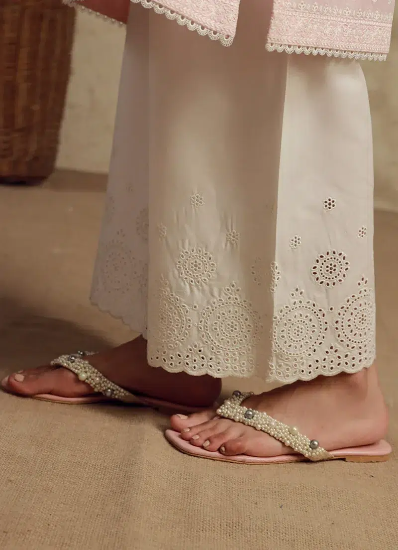 Image | Ella | Embroidered Izaar | Pure Cotton | White |1 pc | TS-739 | XL.