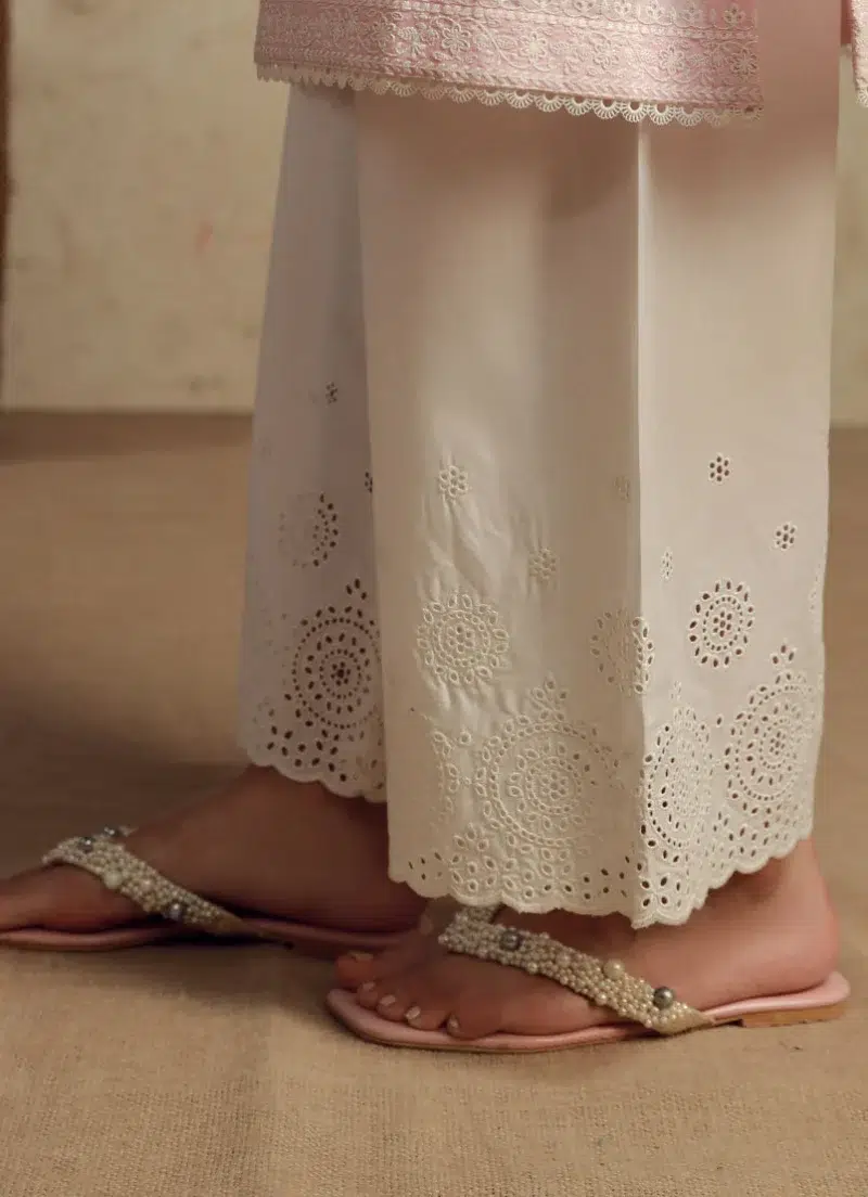 Image | Ella | Embroidered Izaar | Pure Cotton | White |1 pc | TS-739 | XL.