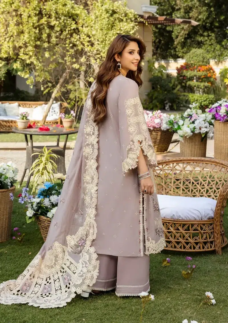 ELAF | Luxury | Lawn 25 |Lilac | Unstitched |  Festive wear | Raha | ELM-1A | 3 pc set.
