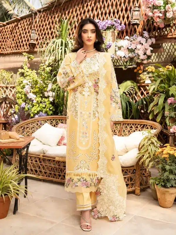 ELAF | Luxury | Lawn 25 |Lemon | Unstitched | Festive wear | Roshne | ELM-2B | 3 pc set.