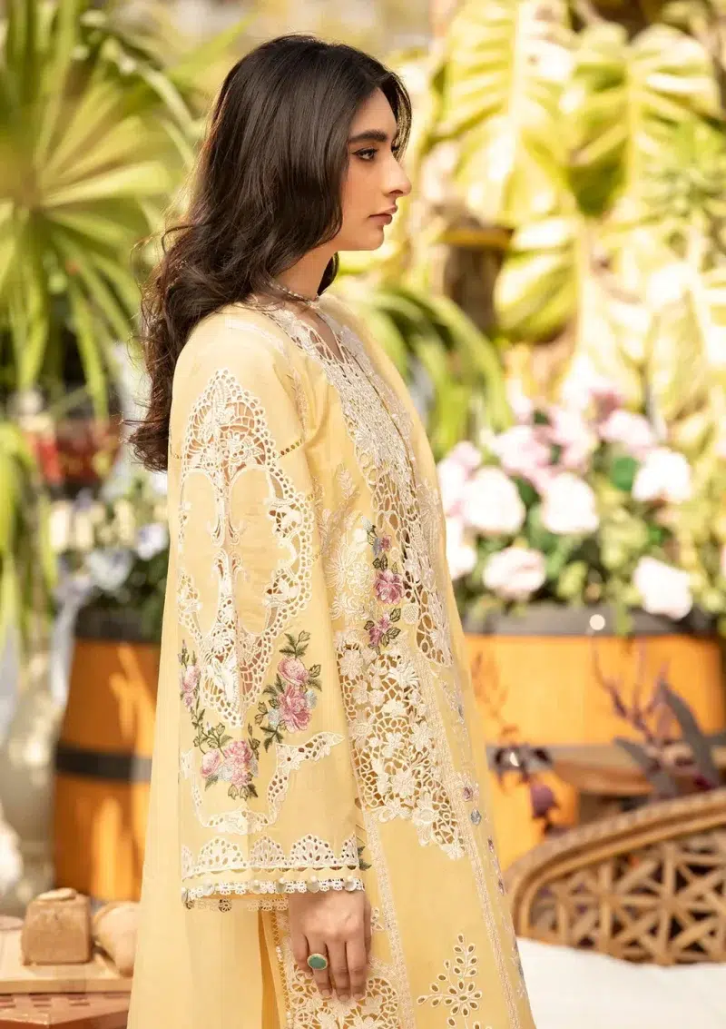 ELAF | Luxury | Lawn 25 |Lemon | Unstitched | Festive wear | Roshne | ELM-2B | 3 pc set.
