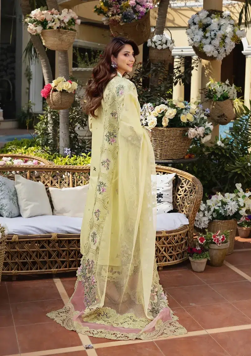 ELAF | Luxury | Lawn 25 |Apple Green | Unstitched |  Festive wear | Bahaar | ELM-3A | 3 pc set.