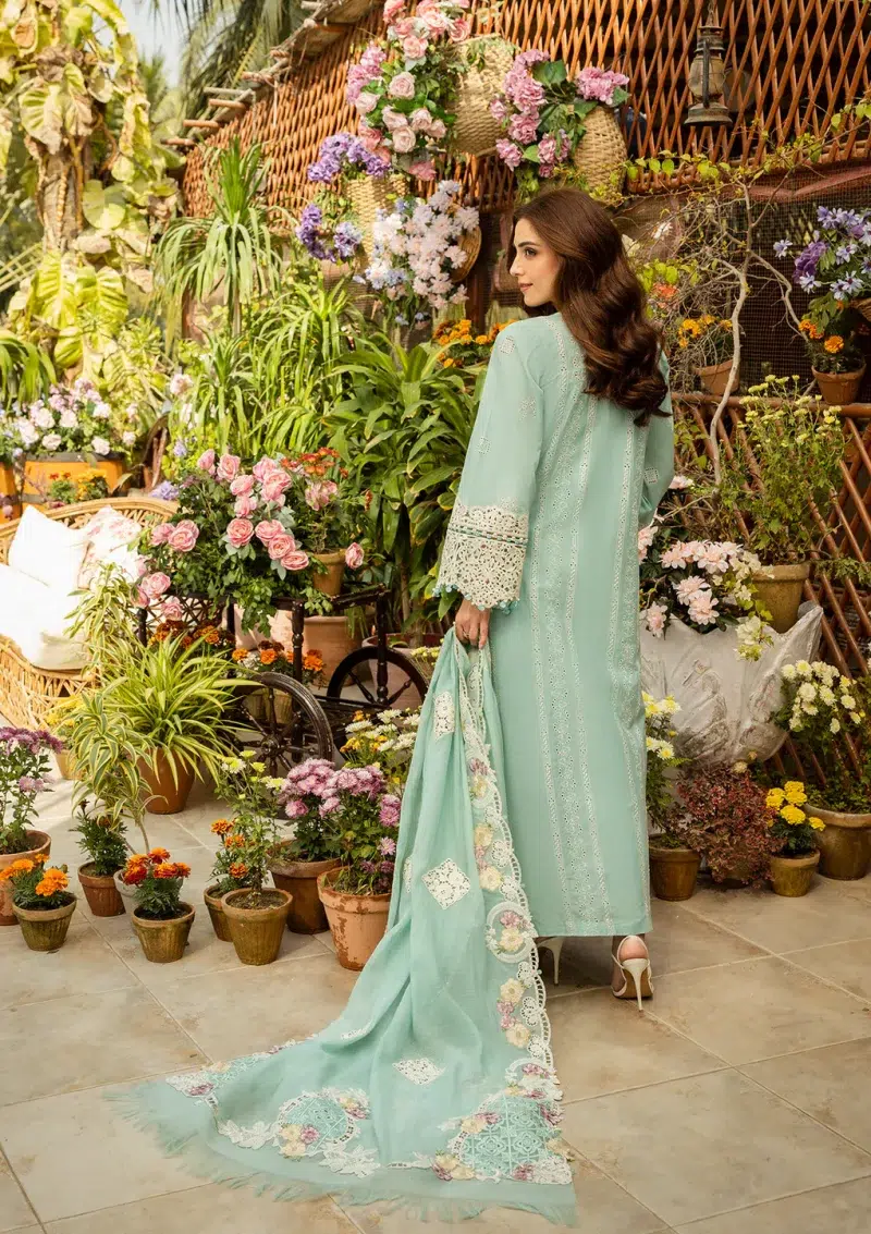 ELAF | Luxury | Lawn 25 |Aqua | Unstitched | Festive wear | Zarafshan | ELM-7A | 3 pc set.
