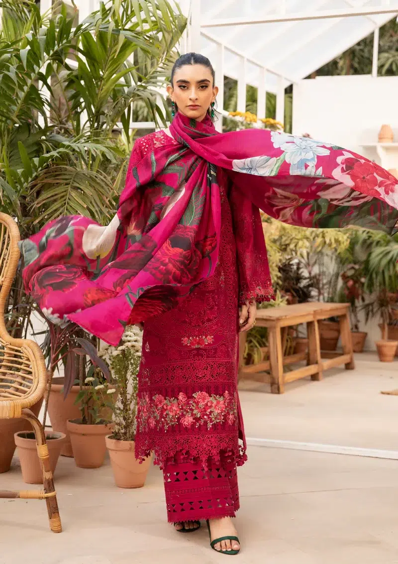ELAF | Luxury | Lawn 25 |Magenta | Unstitched |  Festive wear | Gulnar | ELM-10 | 3 pc set.