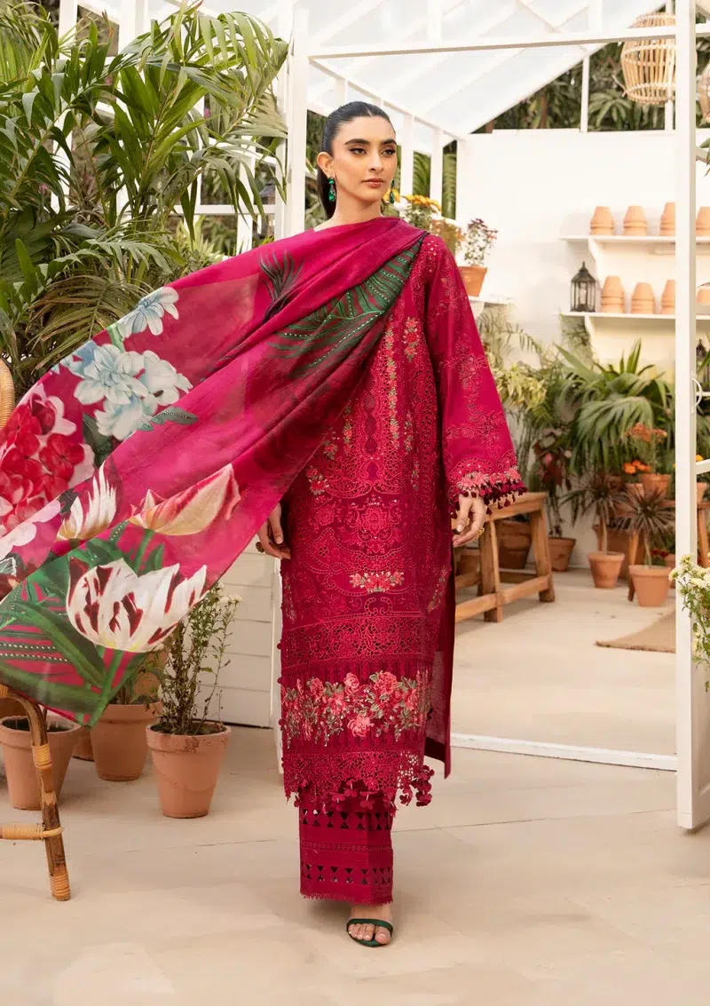 ELAF | Luxury | Lawn 25 |Magenta | Unstitched |  Festive wear | Gulnar | ELM-10 | 3 pc set.
