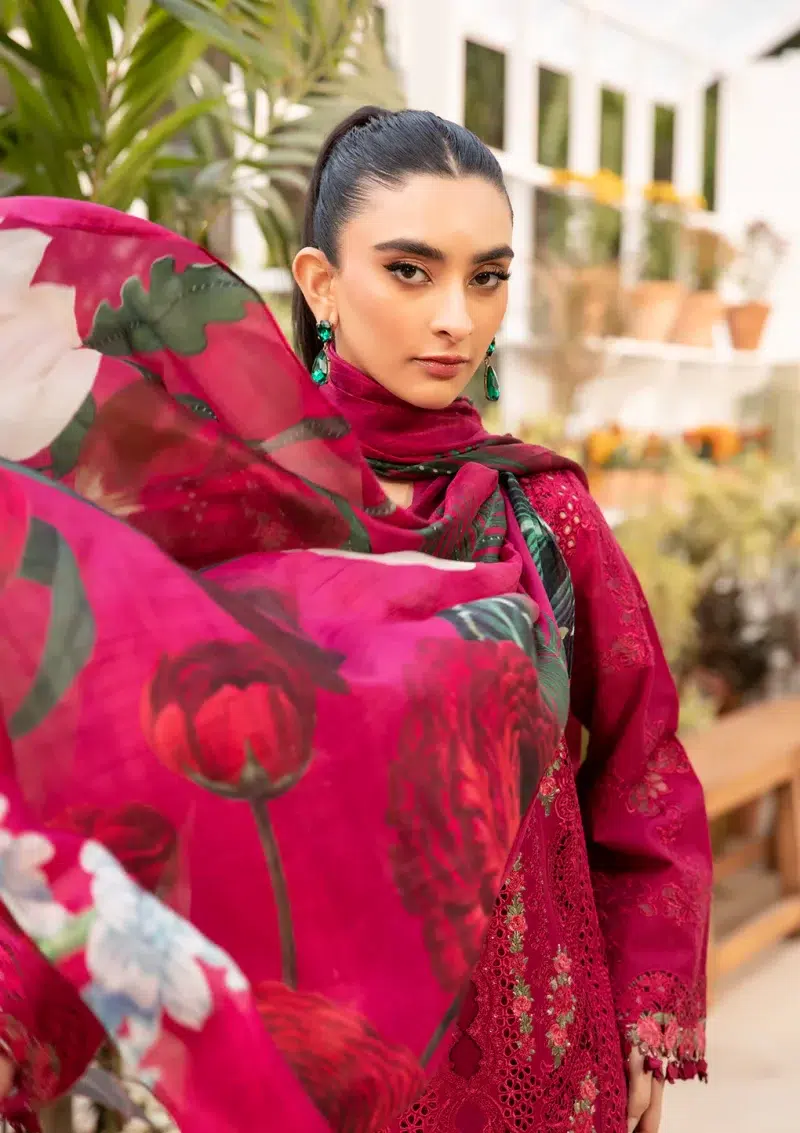 ELAF | Luxury | Lawn 25 |Magenta | Unstitched |  Festive wear | Gulnar | ELM-10 | 3 pc set.