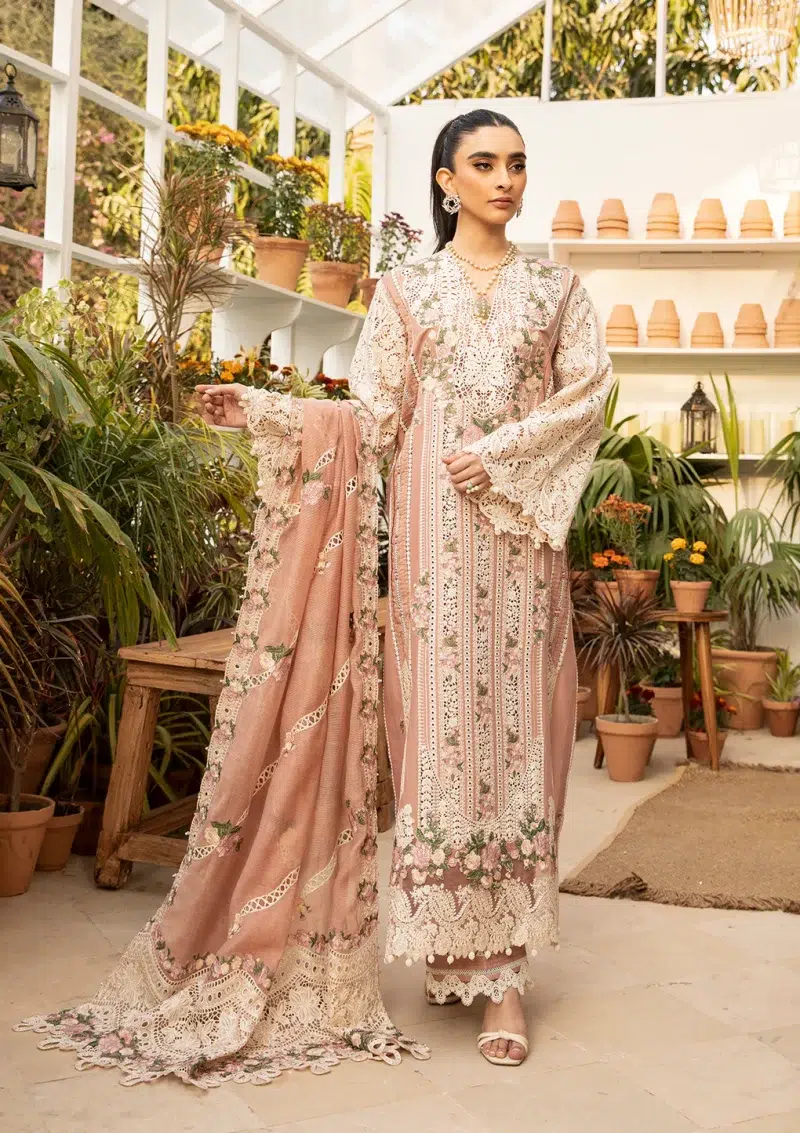 ELAF | Luxury | Lawn 25 |Tea Pink | Unstitched | Festive wear | Shahana | ELM-12 | 3 pc set.