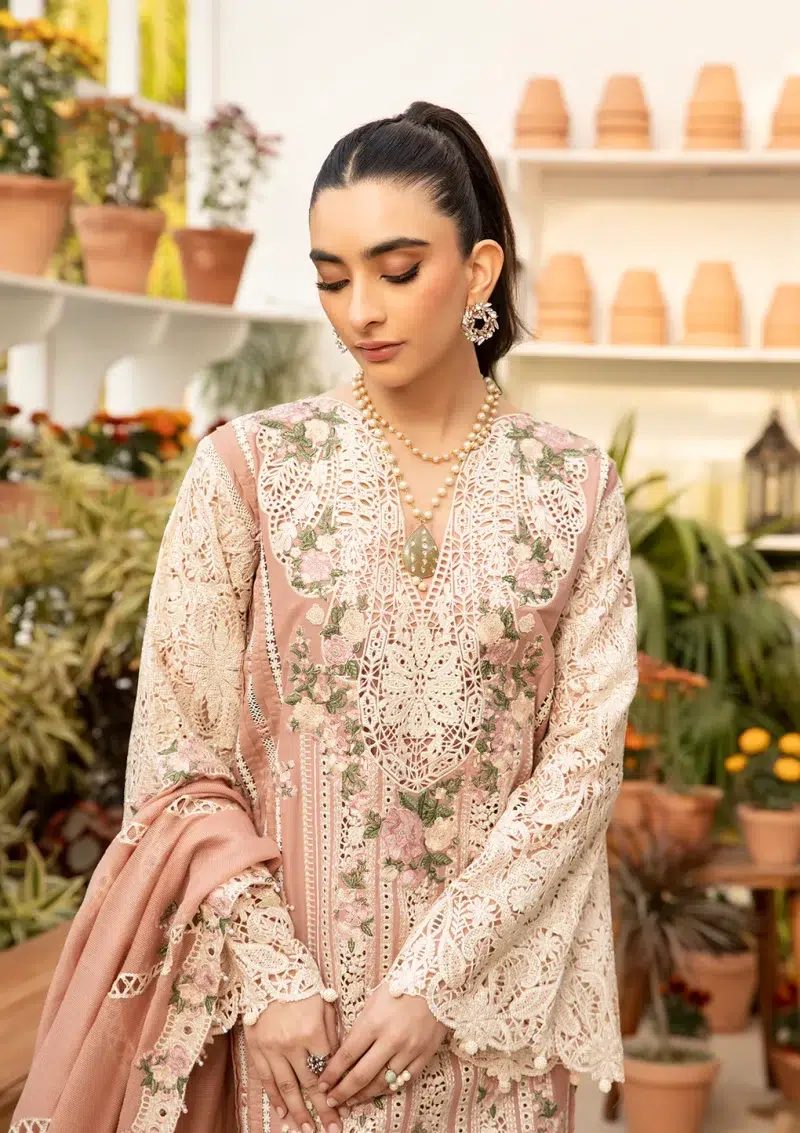 ELAF | Luxury | Lawn 25 |Tea Pink | Unstitched | Festive wear | Shahana | ELM-12 | 3 pc set.