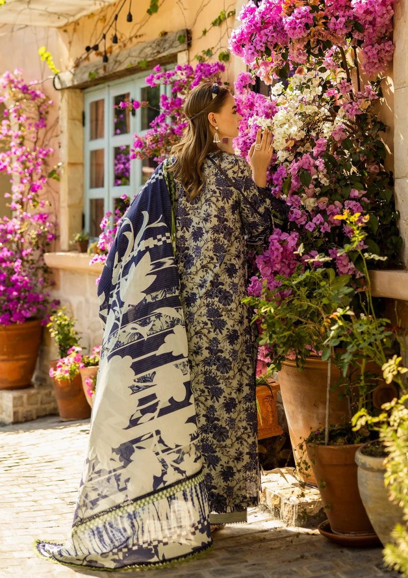 Elaf | Blue Blossom | Grey Blue | Lawn | Unstitched | Print Chikankari Colloction '25 | 3 pc set