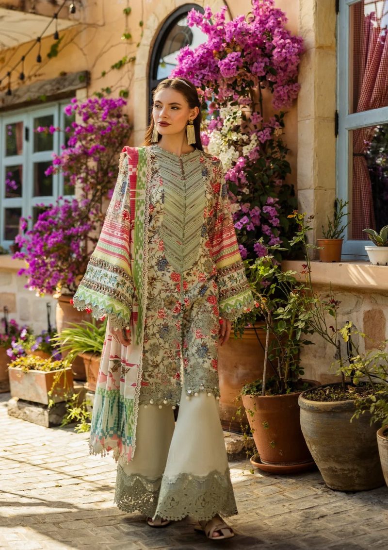 Elaf | Giardino | Ivory | Lawn | Unstitched | Print Chikankari Colloction '25 | 3 pc set