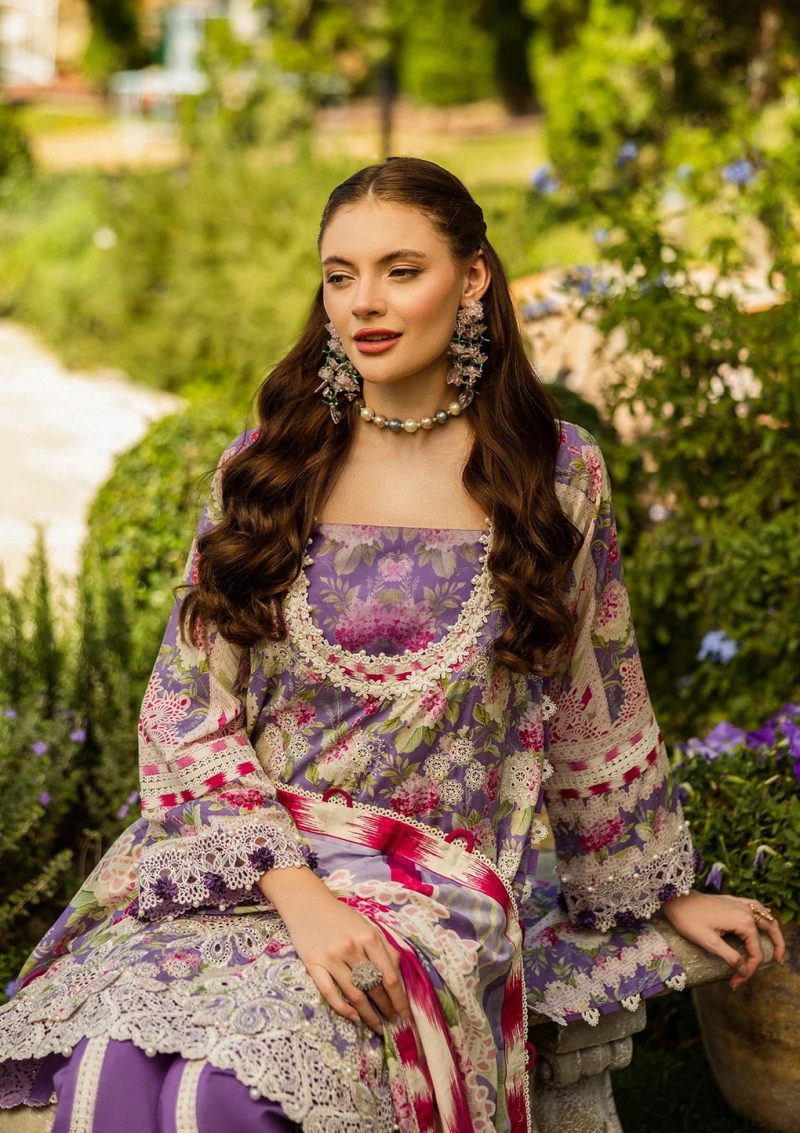 Elaf | Periwinkle | Lilac | Lawn | Unstitched | Print Chikankari Colloction '25 | 3 pc set