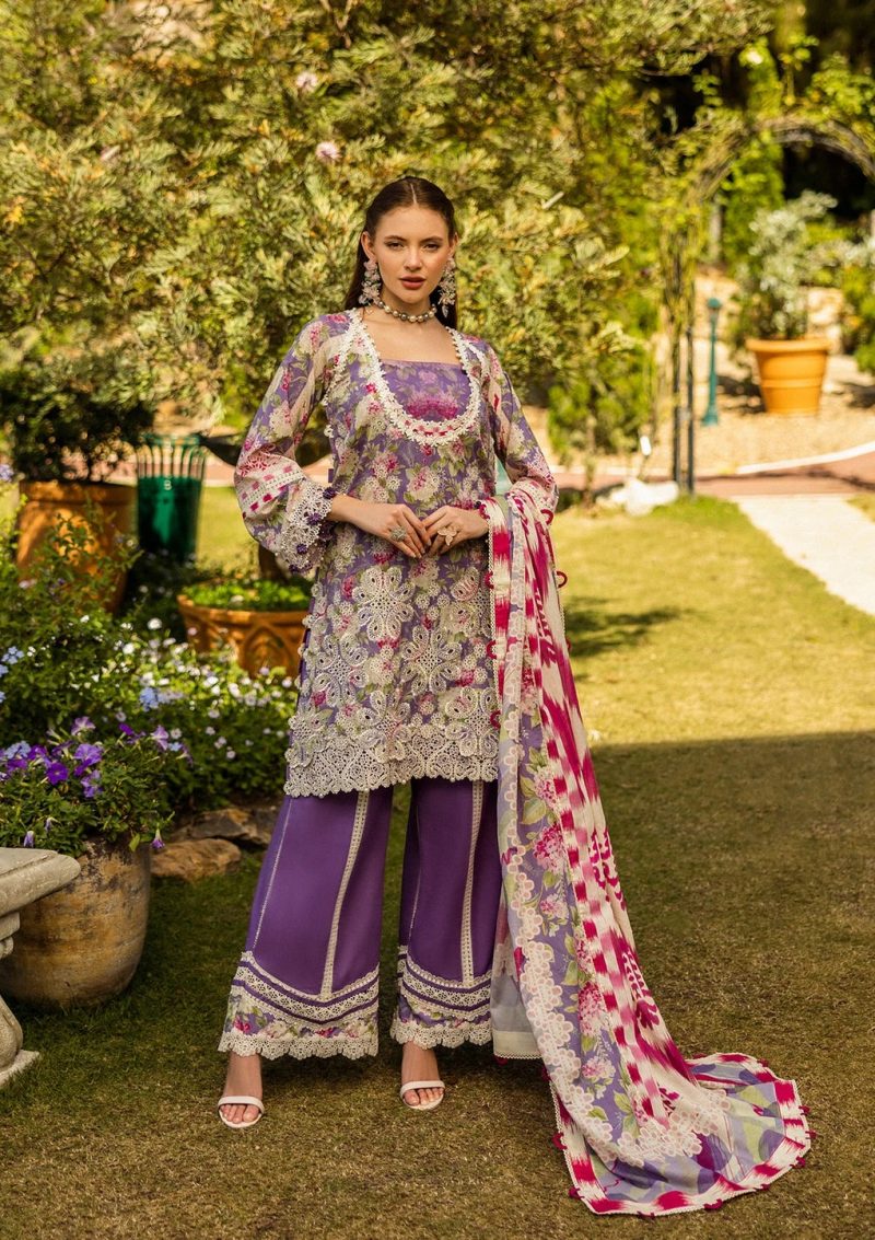 Elaf | Periwinkle | Lilac | Lawn | Unstitched | Print Chikankari Colloction '25 | 3 pc set