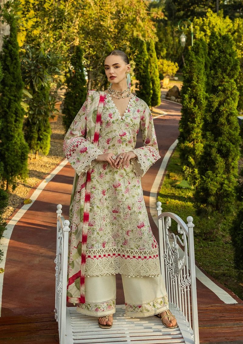 Elaf | Sweet greens | Off White | Lawn | Unstitched | Print Chikankari Colloction '25 | 3 pc set