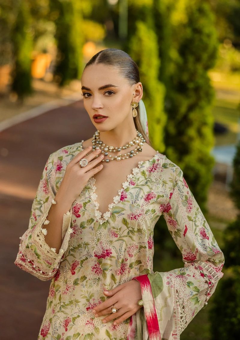 Elaf | Sweet greens | Off White | Lawn | Unstitched | Print Chikankari Colloction '25 | 3 pc set