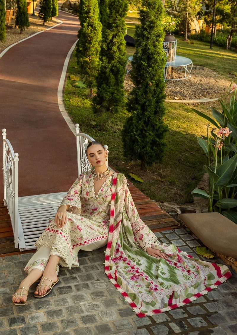 Elaf | Sweet greens | Off White | Lawn | Unstitched | Print Chikankari Colloction '25 | 3 pc set