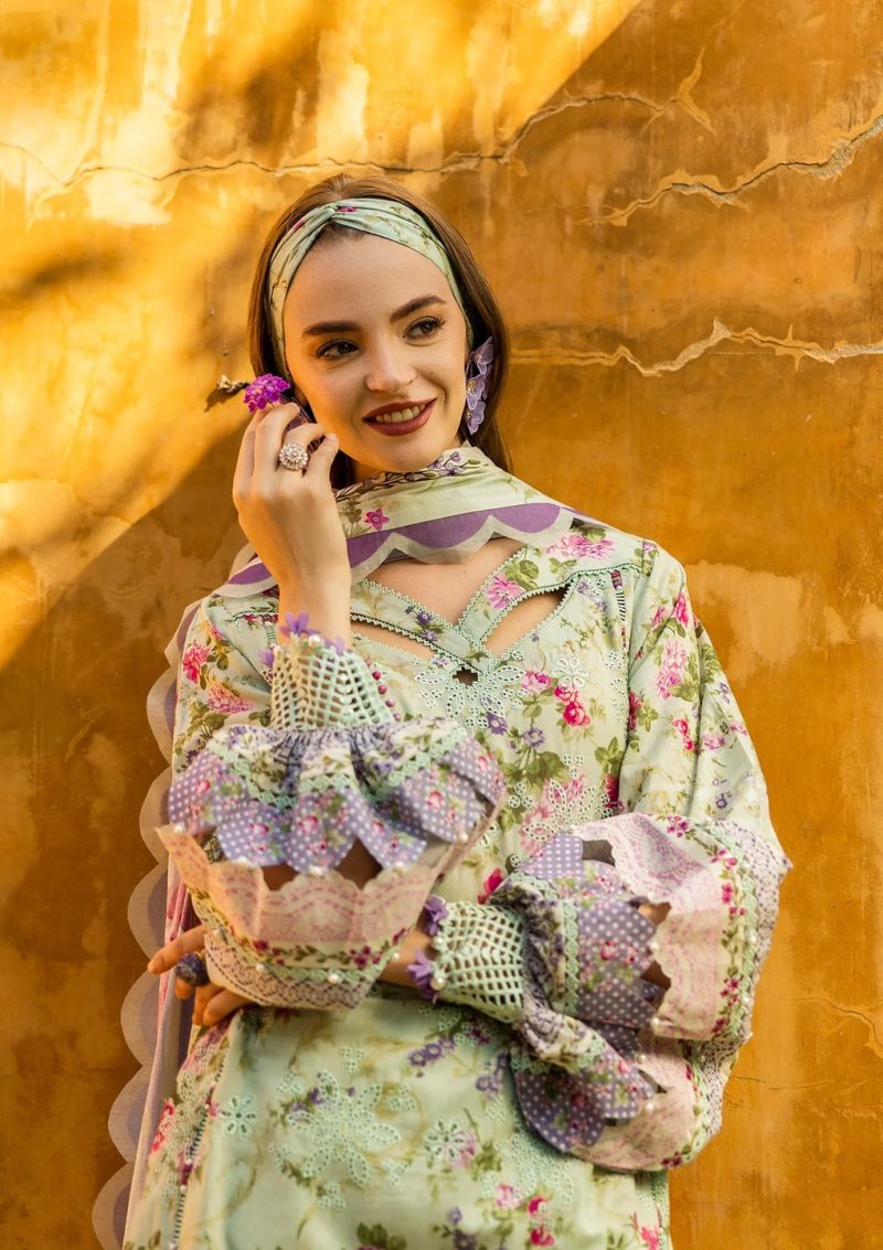 Elaf | Floreale | Mint Green | Lawn | Unstitched | Print Chikankari Colloction '25 | 3 pc set