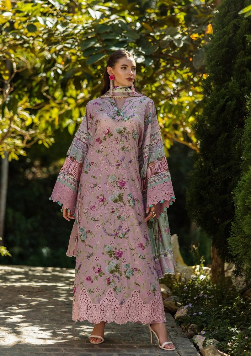 Elaf | Princess Rose | Pink | Lawn | Unstitched | Print Chikankari Colloction '25 | 3 pc set