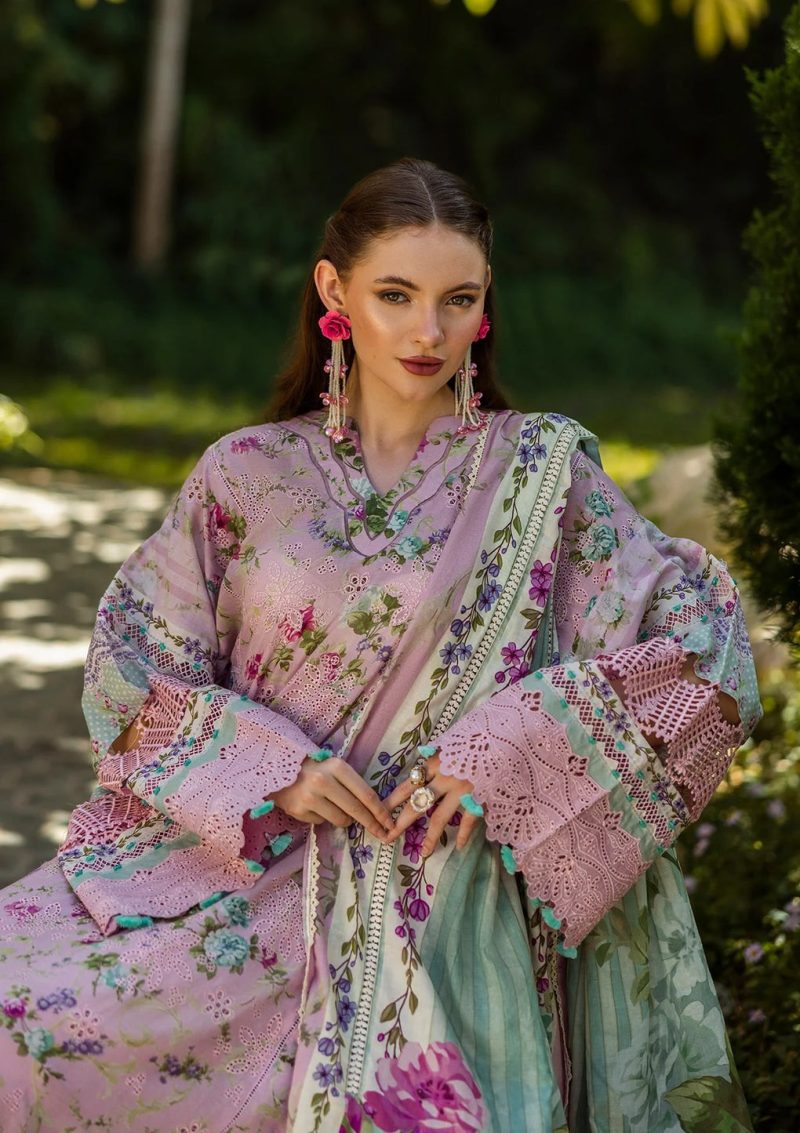 Elaf | Princess Rose | Pink | Lawn | Unstitched | Print Chikankari Colloction '25 | 3 pc set