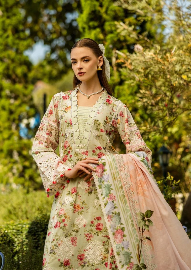 Elaf | Dear Paradise | Pista Green | Lawn | Unstitched | Print Chikankari Colloction '25 | 3 pc set