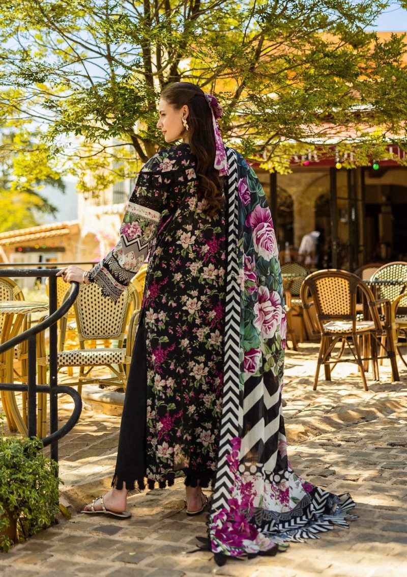 Elaf | Belleza | Black | Lawn | Unstitched | Print Chikankari Colloction '25 | 3 pc set