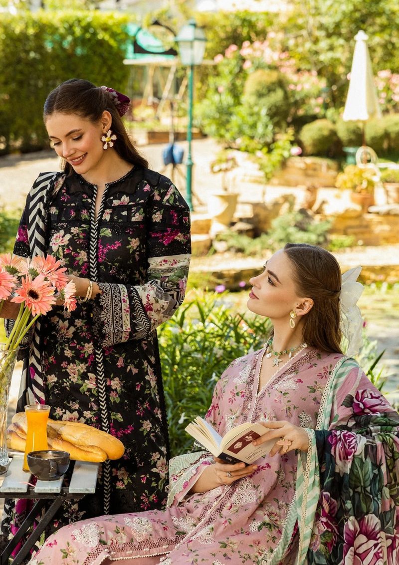 Elaf | Belleza | Black | Lawn | Unstitched | Print Chikankari Colloction '25 | 3 pc set