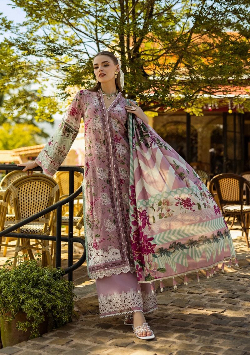 Elaf | Fia |  Tea Pink | Lawn | Unstitched | Print Chikankari Colloction '25 | 3 pc set