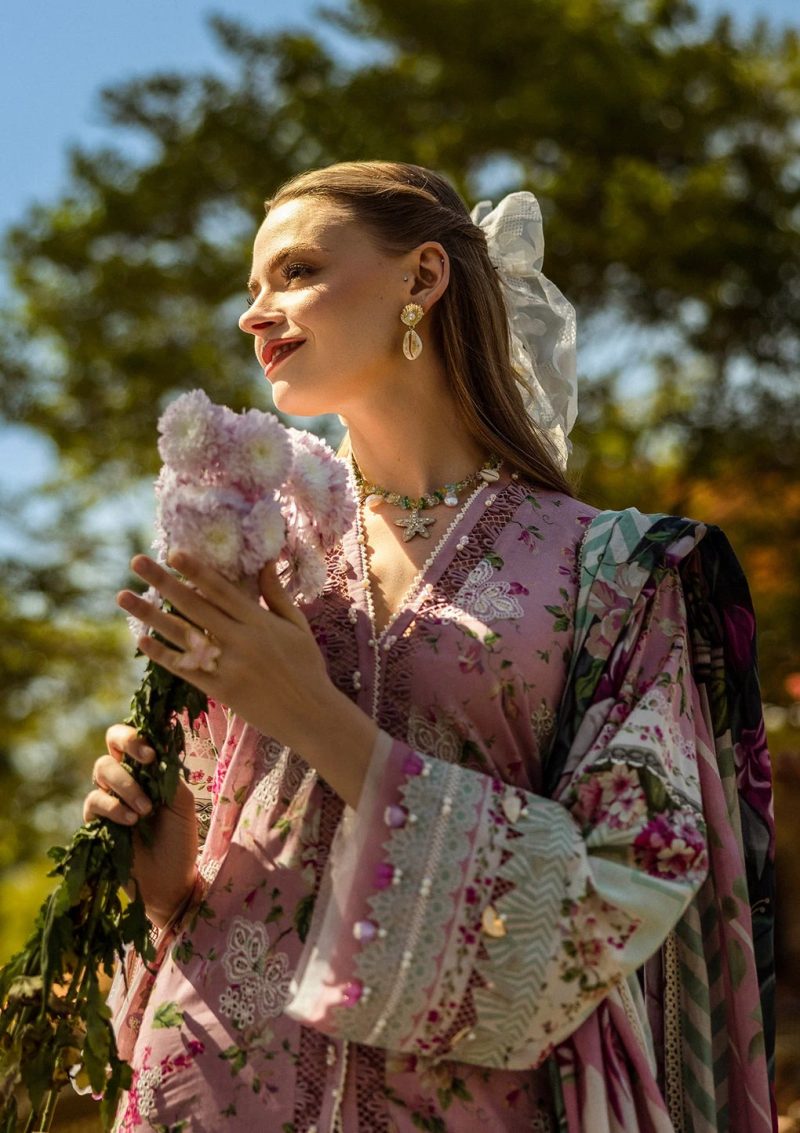 Elaf | Fia |  Tea Pink | Lawn | Unstitched | Print Chikankari Colloction '25 | 3 pc set