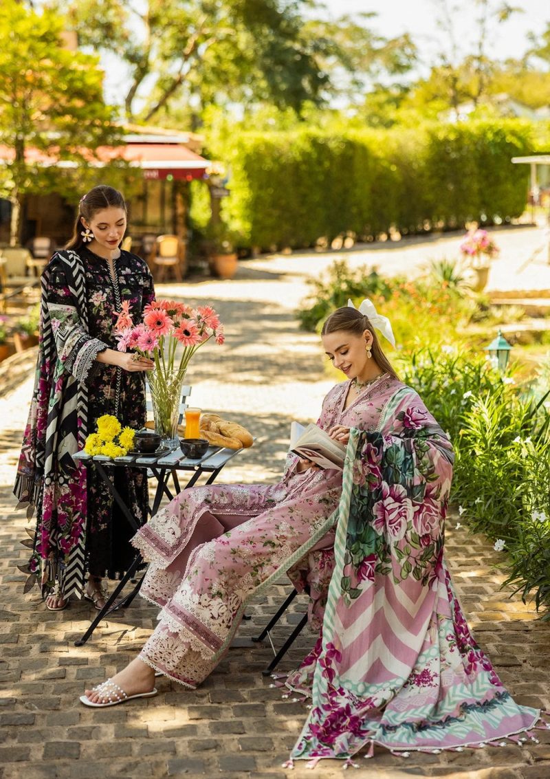 Elaf | Fia |  Tea Pink | Lawn | Unstitched | Print Chikankari Colloction '25 | 3 pc set